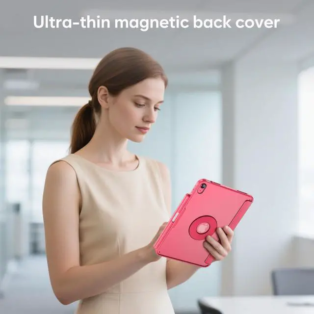 Alt view image 5 of 5 - ProCase Folio Keyboard Case for iPad 11-inch (A16 Chip) 2025 / iPad 10th Generation 10.9" 2022; Magnetic Detachable Protective Cover with Touchpad & Pencil Holder -Pink