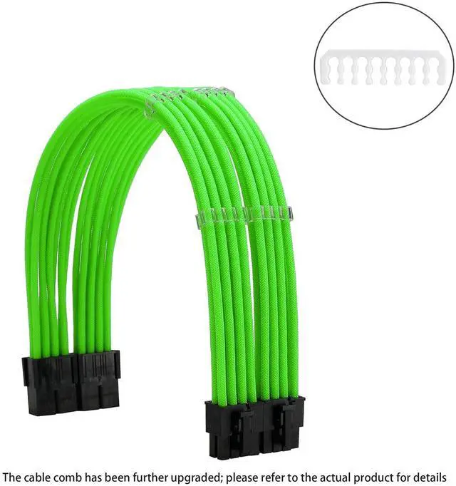Alt view image 2 of 5 - Formulamod Sleeve Extension Power Supply Cable Kit 18AWG ATX 24P+ EPS 8-P+PCI-E8-P with Combs for PSU to Motherboard/GPU (Green)