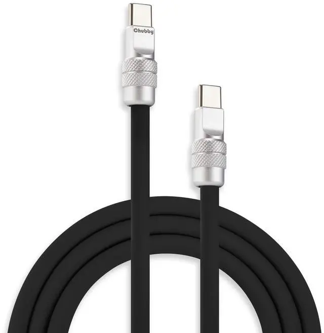 Main image of chubbycable Chubby 2.0 Fast Charging Cable Durable Soft Silicone USB C Cable 240W Extra Thick Charger Cord Compatible with iPhone 17-15 Series iPad, Black, Type-C to Type-C, 8.2FT