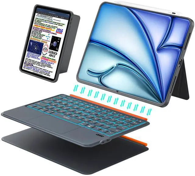 Main image of iPad Air 11 inch Case with Keyboard (M3 M2 2025 2024),Pro 11,iPad A16 11th/10th,Flex Magnetic Detachable Keyboard with Trackpad,Backlit Keys,Adjustable Stand,Slim for Air 5th/4th Gen 10.9 inch (Gray)