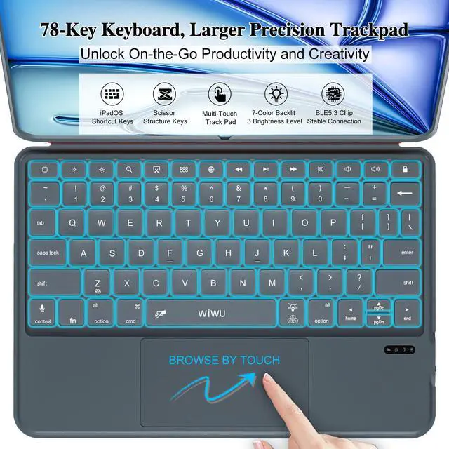 Alt view image 4 of 4 - iPad Air 11 inch Case with Keyboard (M3 M2 2025 2024),Pro 11,iPad A16 11th/10th,Flex Magnetic Detachable Keyboard with Trackpad,Backlit Keys,Adjustable Stand,Slim for Air 5th/4th Gen 10.9 inch (Gray)