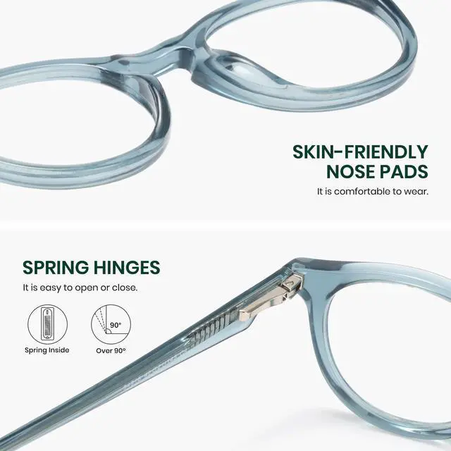 Alt view image 4 of 5 - Cyxus Round Blue Light Blocking Glasses Women Men Nerd Small Circle Computer Glasses Bio-acetate Frame Anti Eyestrain 8226