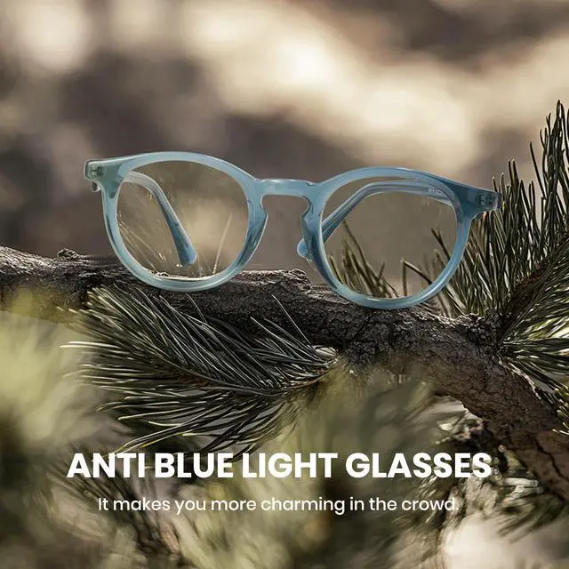 Alt view image 2 of 5 - Cyxus Round Blue Light Blocking Glasses Women Men Nerd Small Circle Computer Glasses Bio-acetate Frame Anti Eyestrain 8226
