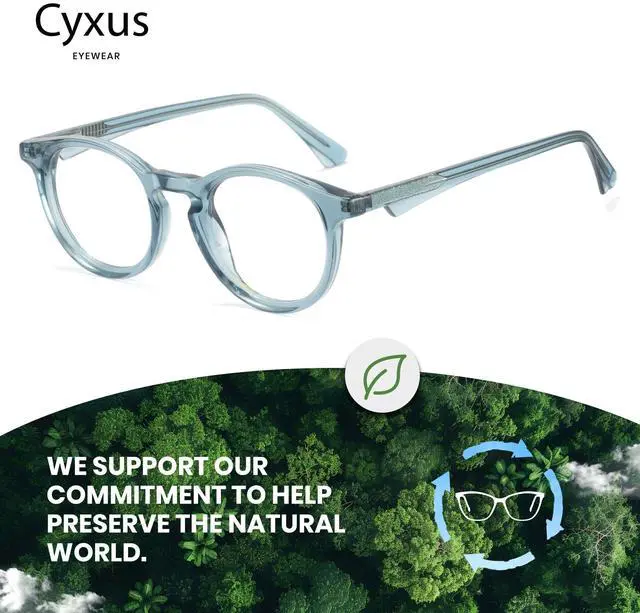 Alt view image 5 of 5 - Cyxus Round Blue Light Blocking Glasses Women Men Nerd Small Circle Computer Glasses Bio-acetate Frame Anti Eyestrain 8226