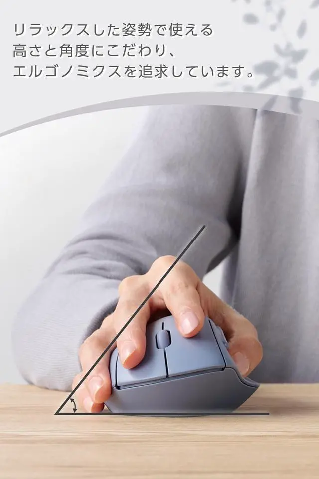 Alt view image 3 of 5 - ELECOM Shellpha Bluetooth Wireless Mouse, Silent Click, Ergonomic 5 Programmable Buttons, Connect Up to 3 Devices, 2.4GHz USB Multi-Device Connection, 2000 DPI, PC Laptop Mac Mouse (Navy Blue)