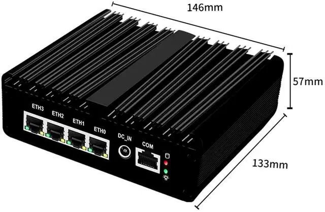 Alt view image 5 of 5 - AdvanElink Micro Firewall N150 (Upgraded N100), Quad Cores Low-Power Fanless Mini PC, 4 x 2.5GbE i226 LAN, RJ45 COM, 8GB DDR5 128GB SSD, WiFi/4G/3G SIM Slot