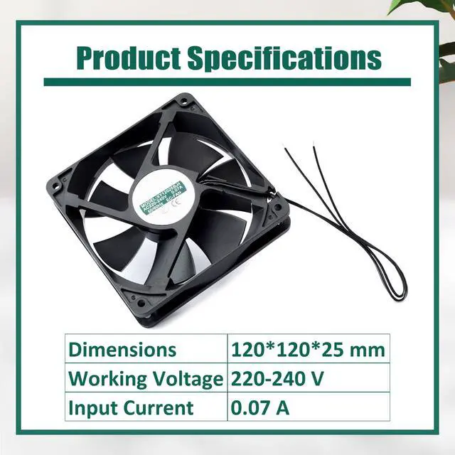 Alt view image 3 of 5 - YUXIVCNE XY-12025B2H EC 12025 Cooling Fan High-Volume Boosting Fans 12mm Case 220V 0.05A Parts Replace XY12025B2H Black Plastic for Industrial Equipment