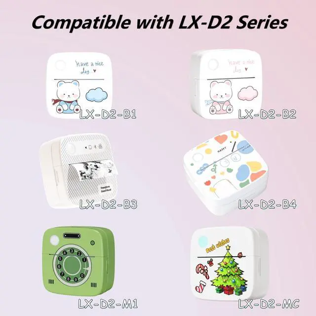 Alt view image 4 of 4 - 53mm x 3.5m Pink/Green/Purple Adhesive Thermal Sticker Paper 3 Rolls, Mini Thermal Printer Paper, Compatible With Dolewa LX-D2, for Notes, List, Stickers, Printing Black & White Photos