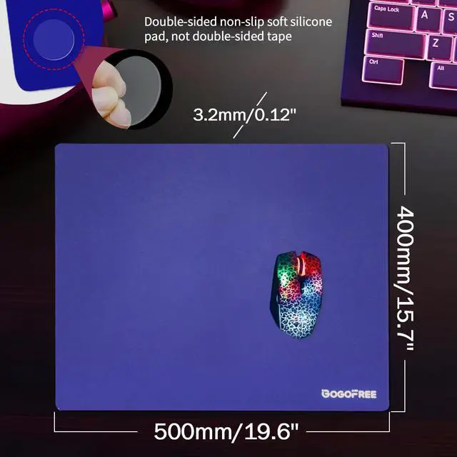 Alt view image 2 of 5 - Glass Mousepad with Hard Surface for Gaming, Ultra Smooth Mouse Mat, Water-Resistant Large Mouse Pad Precision Speed Control for Esport Games/Office, Blue XL(15.7×19.6)