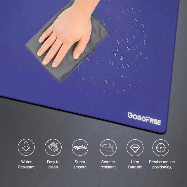 Alt view image 4 of 5 - Glass Mousepad with Hard Surface for Gaming, Ultra Smooth Mouse Mat, Water-Resistant Large Mouse Pad Precision Speed Control for Esport Games/Office, Blue XL(15.7×19.6)