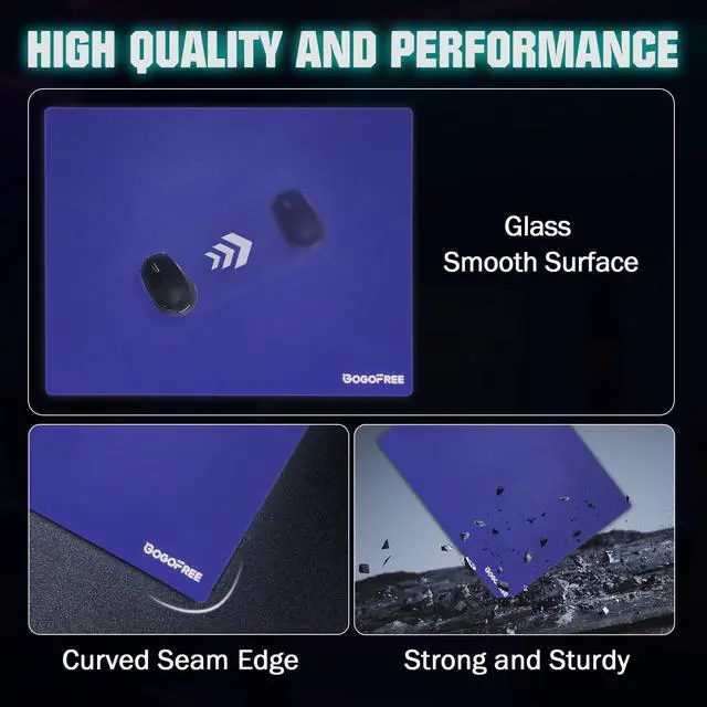 Alt view image 5 of 5 - Glass Mousepad with Hard Surface for Gaming, Ultra Smooth Mouse Mat, Water-Resistant Large Mouse Pad Precision Speed Control for Esport Games/Office, Blue XL(15.7×19.6)