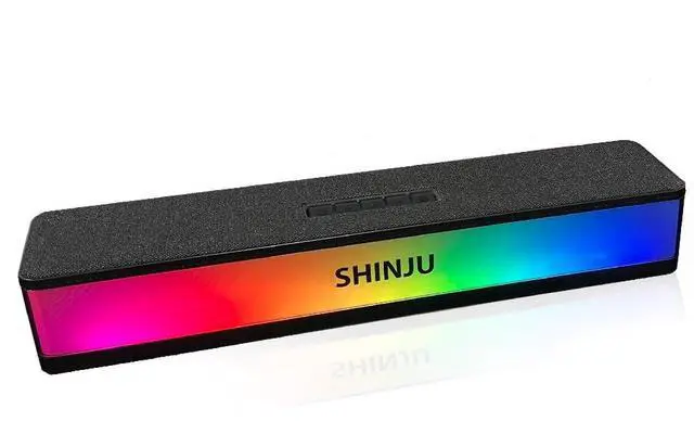 Main image of ShinJu RGB Computer Speakers for Desktop PC Gaming Accessories, 5.3 Bluetooth Sound Bar for Monitor Speakers Aux Plug in 3.5mm / USB/TF Card Gaming Speakers for PC, Bocinas para PC Gamer