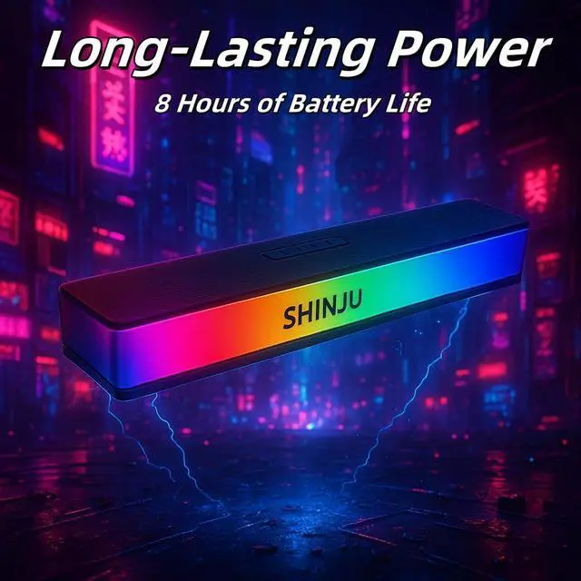 Alt view image 4 of 5 - ShinJu RGB Computer Speakers for Desktop PC Gaming Accessories, 5.3 Bluetooth Sound Bar for Monitor Speakers Aux Plug in 3.5mm / USB/TF Card Gaming Speakers for PC, Bocinas para PC Gamer