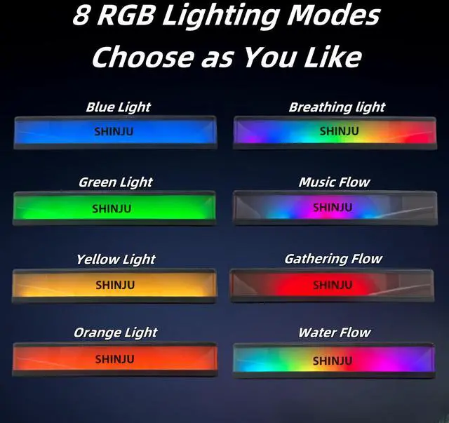 Alt view image 3 of 5 - ShinJu RGB Computer Speakers for Desktop PC Gaming Accessories, 5.3 Bluetooth Sound Bar for Monitor Speakers Aux Plug in 3.5mm / USB/TF Card Gaming Speakers for PC, Bocinas para PC Gamer