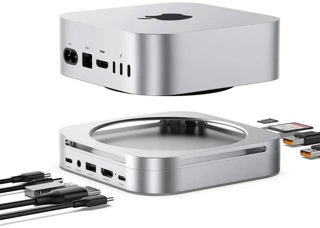 Main image of Mac mini M4 Dock & Hub with NVMe SSD Enclosure, 4K@60Hz HDMI, 2x10Gbps USB A, 1x5Gbps USB A, USB-C Charge, SD/TF, Audio 3.5mm, Stand Docking Station for Mac mini M4/M4 Pro