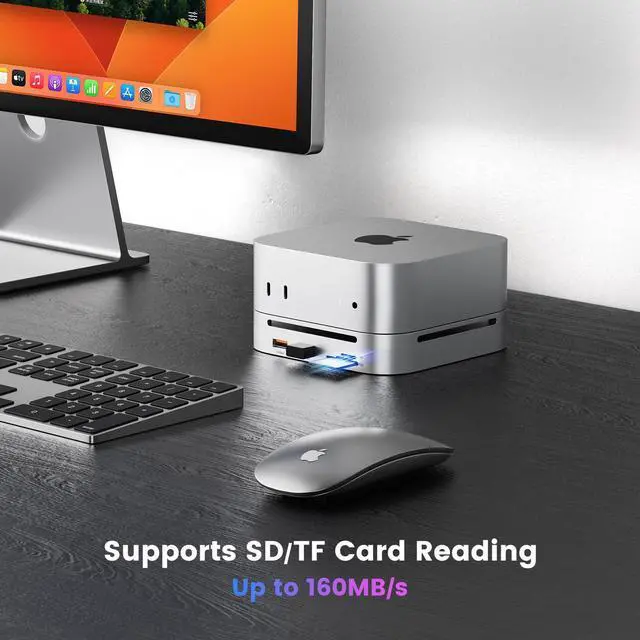 Alt view image 5 of 5 - Mac mini M4 Dock & Hub with NVMe SSD Enclosure, 4K@60Hz HDMI, 2x10Gbps USB A, 1x5Gbps USB A, USB-C Charge, SD/TF, Audio 3.5mm, Stand Docking Station for Mac mini M4/M4 Pro