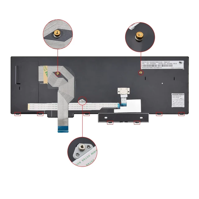 Alt view image 3 of 5 - SUNMALL Replacement Keyboard Compatible with Lenovo IBM ThinkPad P51S P52S T570 T580 P/N: 01HX259 01HX219 SN20P41521 with Frame and Trackpoint(Non-Backlit)