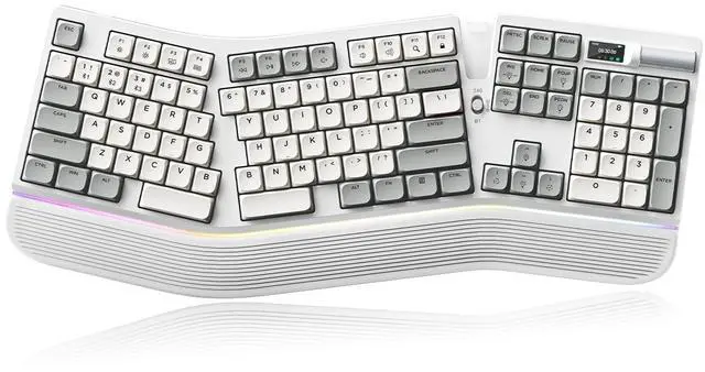 Main image of TISHLED Ergonomic Mechanical Keyboard with Smart Screen & Volume Roller, Wireless 2.4G/Bluetooth/Wired USB-C, 106-Key Low-Profile Switches Hot Swappable, RGB LED Backlit, Web-Based Programmable