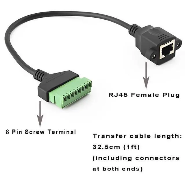 Alt view image 4 of 5 - Teansic 4PCS 1ft RJ45 Female Plug to 8 Pin Screw Terminal Connector,RJ45 8P8C Screw Terminal for Cat6 Cat5 Ethernet Extender AV CCTV UTP DVR Network Adapter Extension Cord(Female)
