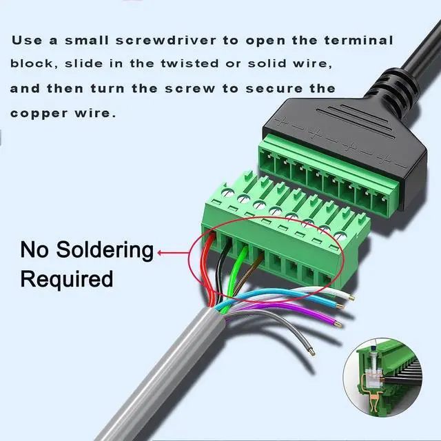 Alt view image 5 of 5 - Teansic 4PCS 1ft RJ45 Female Plug to 8 Pin Screw Terminal Connector,RJ45 8P8C Screw Terminal for Cat6 Cat5 Ethernet Extender AV CCTV UTP DVR Network Adapter Extension Cord(Female)