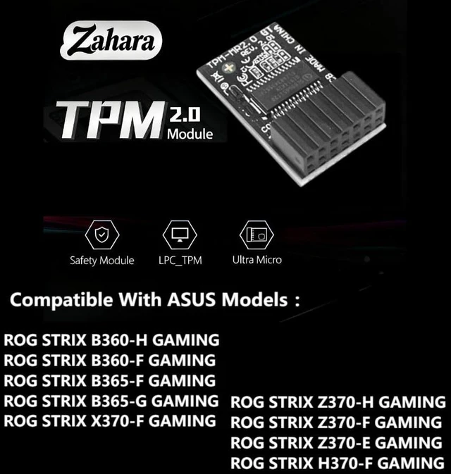 Alt view image 2 of 5 - TPM-M R2.0 Module LPC 14pin-1 with SLB9665 Replacement for ASUS Motherboard ROG Strix B350-F /B360-G /B360-H /B360-F/B365-F/B365-G /X370-F/Z370-H/Z370-F/Z370-E /H370-F Gaming TPM2.0