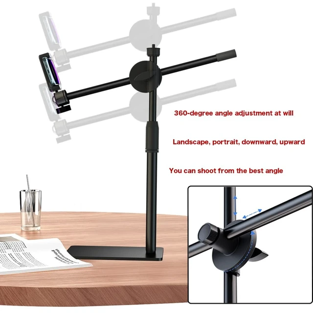 Alt view image 2 of 5 - HVAYING Overhead Phone and Camera Mount Stand for YouTube Live Video Cooking Makeup and Crafts - Compatible with iPhone Logitech Webcam