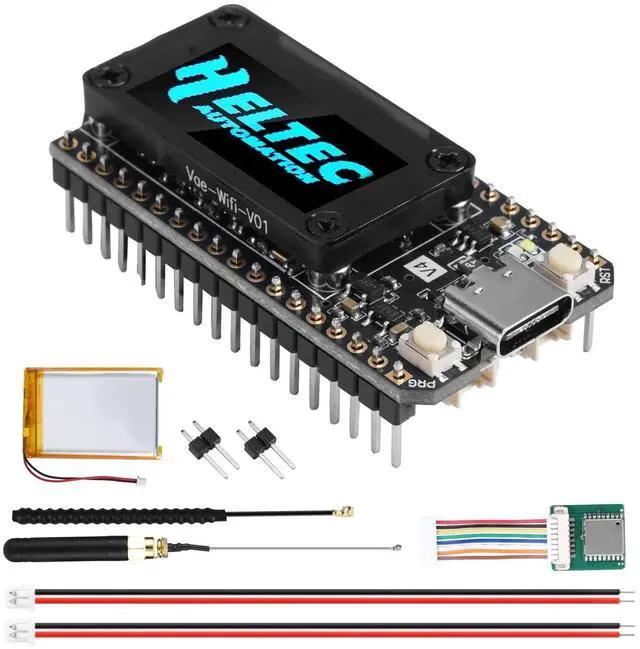 Main image of AYWHP ESP32 LoRa V4 Board for Meshtastic, Lora V4 WiFi Bluetooth Module with GPS / 915MHz Antenna and 3000mAh Battery 0.96 OLED Display SX1262 Chip ESP32-S3R2 MCU with Arduino IoT Meshtastic Dev