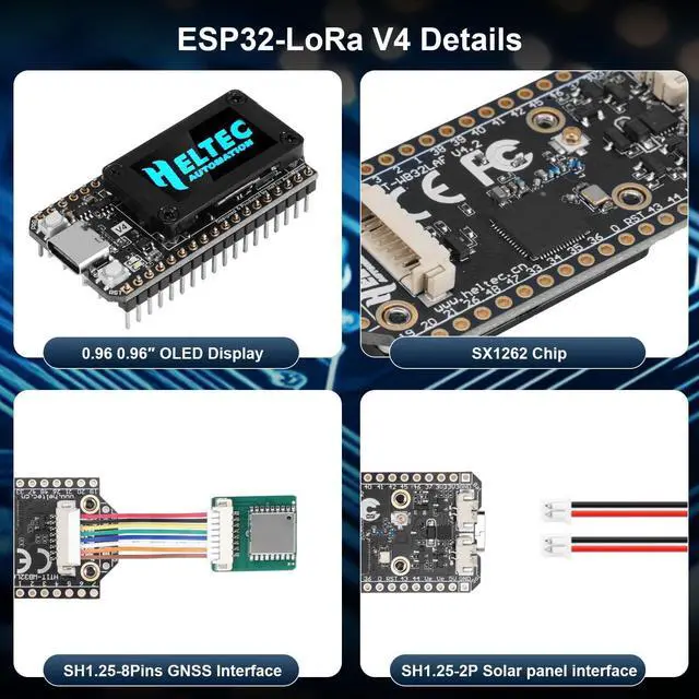 Alt view image 5 of 5 - AYWHP ESP32 LoRa V4 Board for Meshtastic, Lora V4 WiFi Bluetooth Module with GPS / 915MHz Antenna and 3000mAh Battery 0.96 OLED Display SX1262 Chip ESP32-S3R2 MCU with Arduino IoT Meshtastic Dev