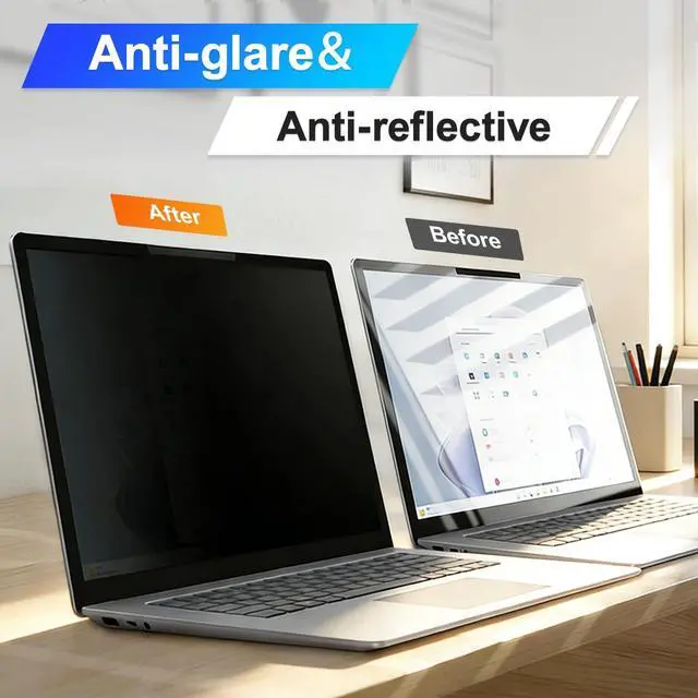 Alt view image 5 of 5 - Verponity Magnetic Laptop Privacy Screen 14 Inch 16:9 Display, Removable Computer Screen Privacy Shield, Anti-Glare Blue Light Protector Compatible with Dell Hp Lenovo Acer Asus Sams