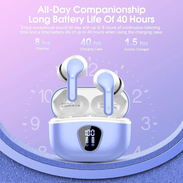 Alt view image 5 of 5 - Wireless Earbuds, Bluetooth 5.4 Headphones HiFi Stereo, Bluetooth Earbuds