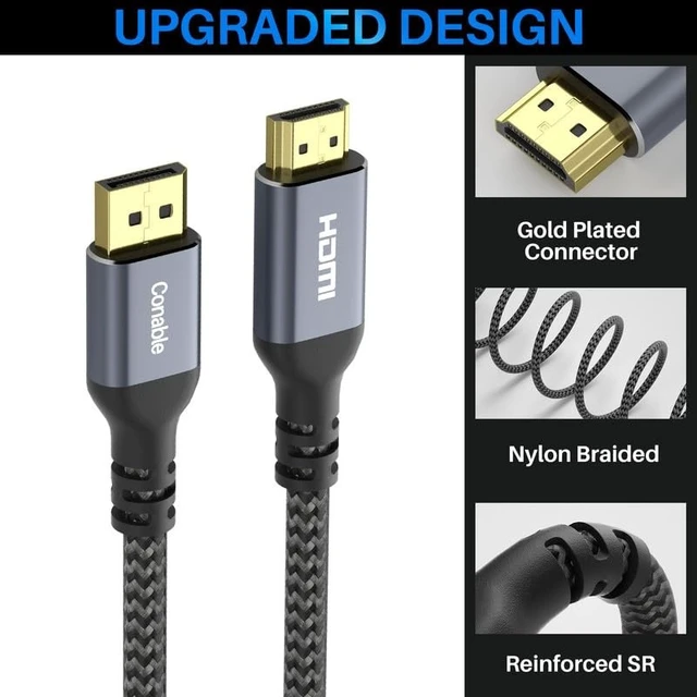Alt view image 2 of 5 - 4K@60Hz DisplayPort to HDMI Cable 15 FT, Active Uni-Directional, Braided