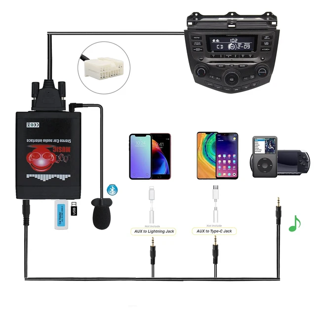 Alt view image 2 of 5 - Bluetooth Car Kit with Handsfree USB AUX Input for Honda OEM Radio