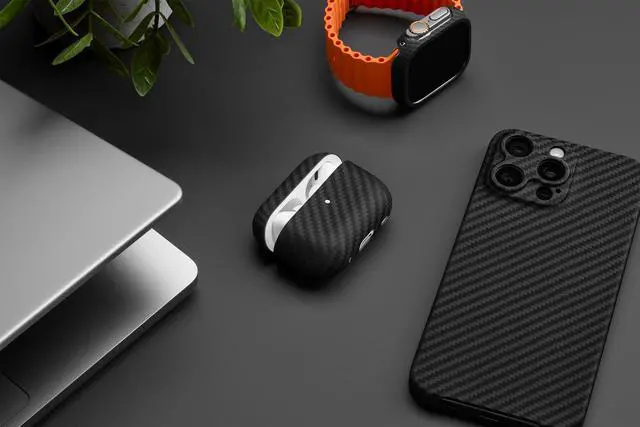 Alt view image 2 of 5 - Latercase for AirPods Pro 2 ^^ Ultra-Thin 0.6mm Aramid Fiber Case ^^ Lightweight 6g Hard Shell Slim Protective Cover ^^ Wireless Charging Compatible ^^ Matte Non-Slip Grip ^^ Carbon F