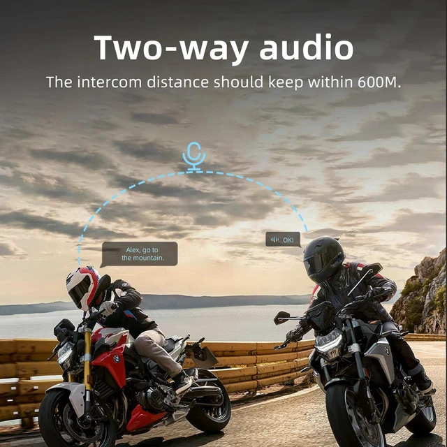 Alt view image 2 of 5 - cepkquis Motorcycle Bluetooth Headset for Wireless Dirt Bike 2 Riders 600M Intercom CVC Noise Cancellation Stereo HiFi Music IP67 Waterproof for Full Face Helmet with Tail Light (Red-Dual Pack)