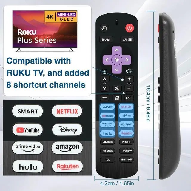 Alt view image 5 of 5 - Universal Replacement Remote for Philips, Hisense, TCL TVs - Also Compatible with Grundig, Thomson, Telefunken Smart TVs (B-Remote)