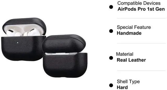 Alt view image 2 of 5 - Lopie Handmade Series Cowhide AirPods Pro Case, Full Grain Leather, Shockproof, Dust/Dirt Proof - Black