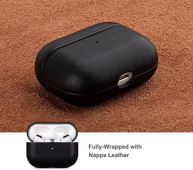 Alt view image 3 of 5 - Lopie Handmade Series Cowhide AirPods Pro Case, Full Grain Leather, Shockproof, Dust/Dirt Proof - Black