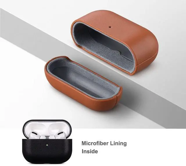 Alt view image 4 of 5 - Lopie Handmade Series Cowhide AirPods Pro Case, Full Grain Leather, Shockproof, Dust/Dirt Proof - Black