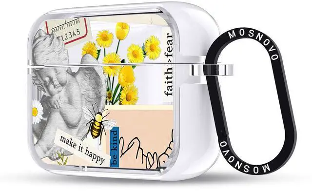 Main image of MOSNOVO for AirPods Pro 3 Case, Protective Clear Case with Shockproof Dual Layer Hard Luxe Metal Ring Designed for AirPods Pro 3 Generation - Vintage Collage Art