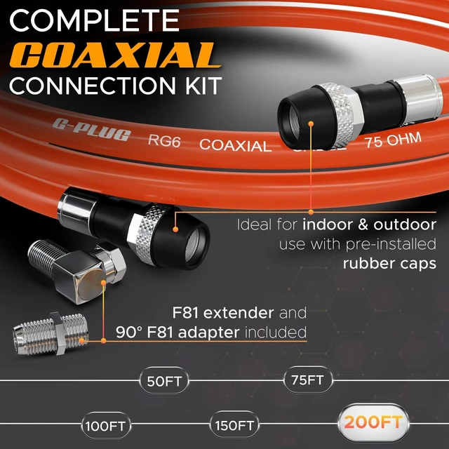 Alt view image 2 of 5 - G-PLUG 200FT RG6 Coaxial Cable Extender - Coax Cable Cord, Triple Shielded