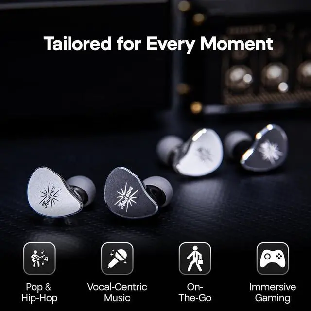 Alt view image 5 of 5 - HIFIXAUDIO Kiwi Ears Belle in-Ear Monitor, 10mm DLC Diaphragm Driver Earphone, HiFi Wired Earbuds with Detachable Silver-Plated 2-Pin Cable for Audiophile Gaming (Without Mic, Black)