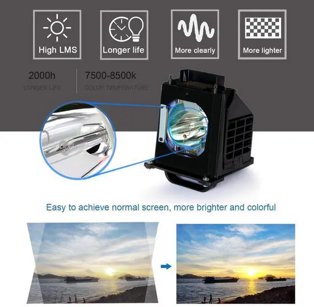 Alt view image 3 of 3 - BORYLI 915B403001 Replacement Lamp with Housing for WD-60735,WD-60737,WD-60C8,WD-65737,WD-65736,WD-73737,WD73735,WD-82737,WD-82837