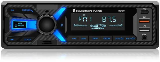 Main image of Car Radio Bluetooth with Type-C/USB Port, Wistrue FM/AM Single Din Car Stereo Radio with Bluetooth Hands-Free 2 USB/AUX/SD/DSP,MP3 Player(No CD DVD Player)