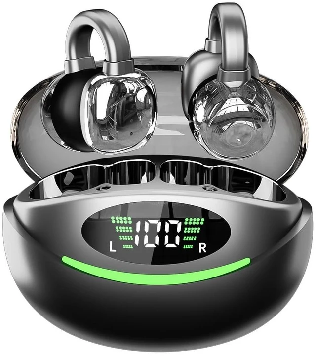 Main image of JNXIKOU Open Ear Clip Headphones Wireless Bluetooth 5.3 Earbuds with Microphone,IPX5 Waterproof Sport Earphones Bone Conduction Headphones Bluetooth Headset for Running,Sports,Cycling,Driving,B