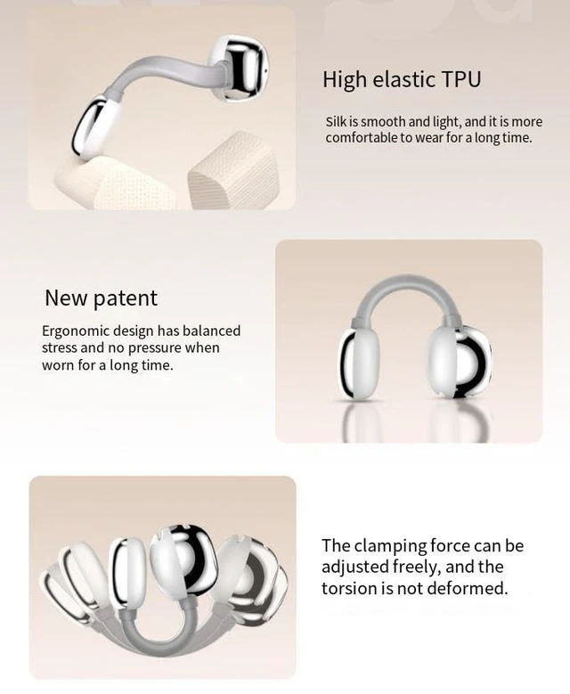 Alt view image 4 of 5 - JNXIKOU Open Ear Clip Headphones Wireless Bluetooth 5.3 Earbuds with Microphone,IPX5 Waterproof Sport Earphones Bone Conduction Headphones Bluetooth Headset for Running,Sports,Cycling,Driving,B