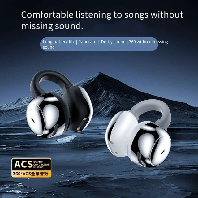 Alt view image 3 of 5 - JNXIKOU Open Ear Clip Headphones Wireless Bluetooth 5.3 Earbuds with Microphone,IPX5 Waterproof Sport Earphones Bone Conduction Headphones Bluetooth Headset for Running,Sports,Cycling,Driving,B