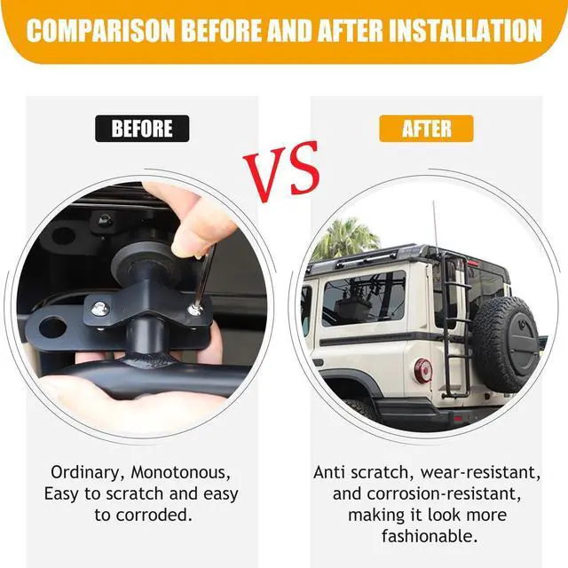 Alt view image 2 of 5 - Bekantogy Car Antenna Mount Compatible with Ineos Grenadier 2020-2024 Carbon Steel Rear Ladder Antenna Bracket Flagpole Holder Antenna Bracket Automotive Exterior Accessories