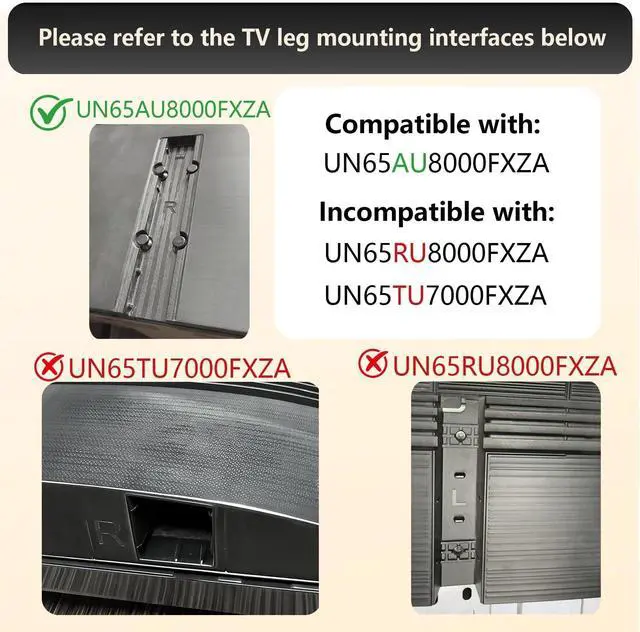 Alt view image 4 of 5 - Television Replacement Parts 65" AU8000 TV Stand Legs Compatible with Samsung 2021 AU8000 CU8000 Q60A Q6DA HQ60A Series 4K UN65AU8000FXZA UN65CU8000FXZA QN65Q60AAFXZA QN65Q6DAAFXZA HG65Q60AANF