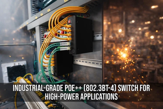 Alt view image 2 of 5 - Industrial 4-Port PoE/PoE++ Managed Switch, 360W, 802.3bt, 2X SFP, DIN-Rail