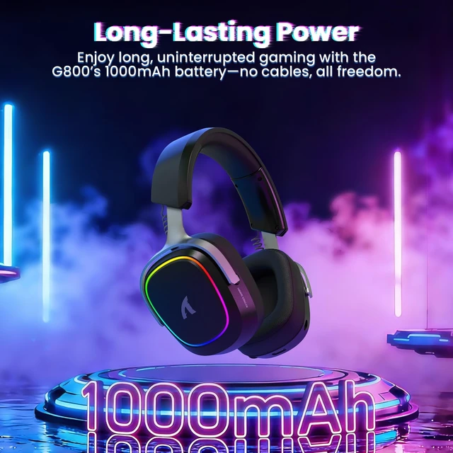 Alt view image 5 of 5 - ATTACK SHARK G800 Wireless Gaming Headset, 7.1 Surround Sound,Memory Foam Ear Pads,Durable Aluminum Frame,Detachable Microphone, Bluetooth/2.4G Wireless/Wired Headphone for PC,PS5,PS4,Xb